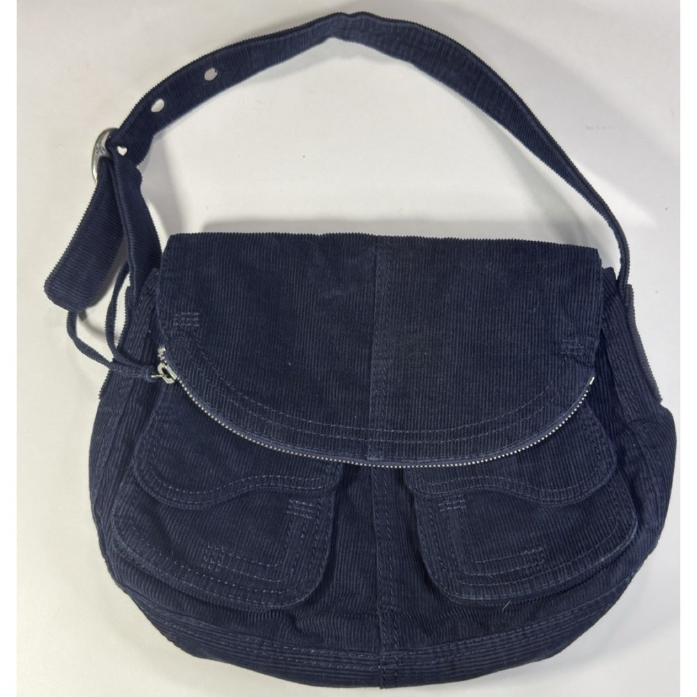 Lucky Corduroy Purse Blue Y2K Hobo Slouchy Cargo Saddle Shoulder Bag‎ Festival